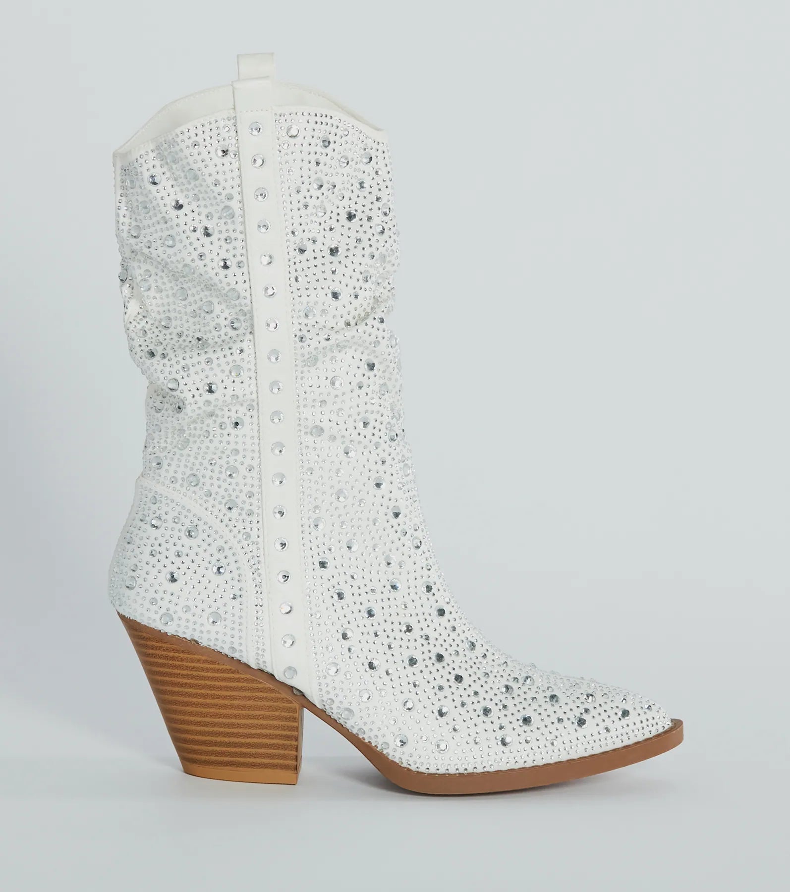 Major Bling Rhinestone Faux Leather Cowboy Boots - Image 6