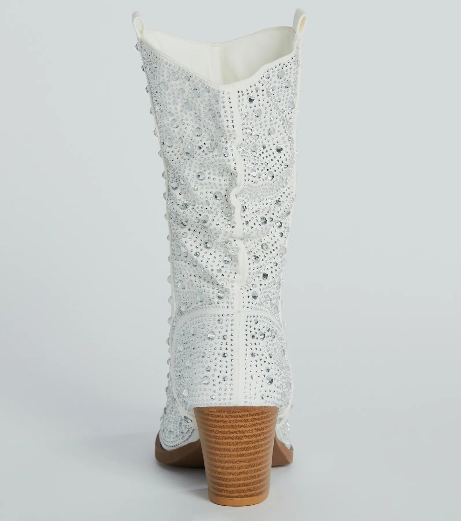 Major Bling Rhinestone Faux Leather Cowboy Boots - Image 8