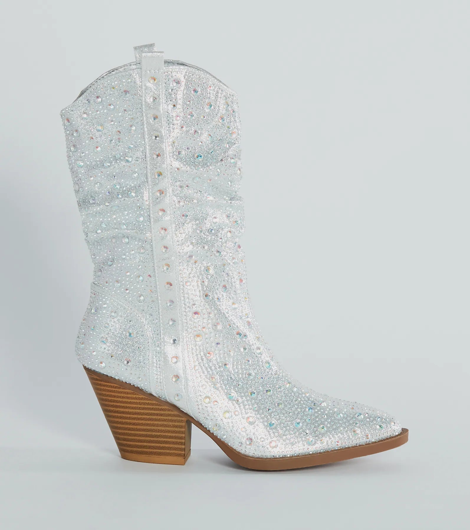 Major Bling Rhinestone Faux Leather Cowboy Boots - Image 2