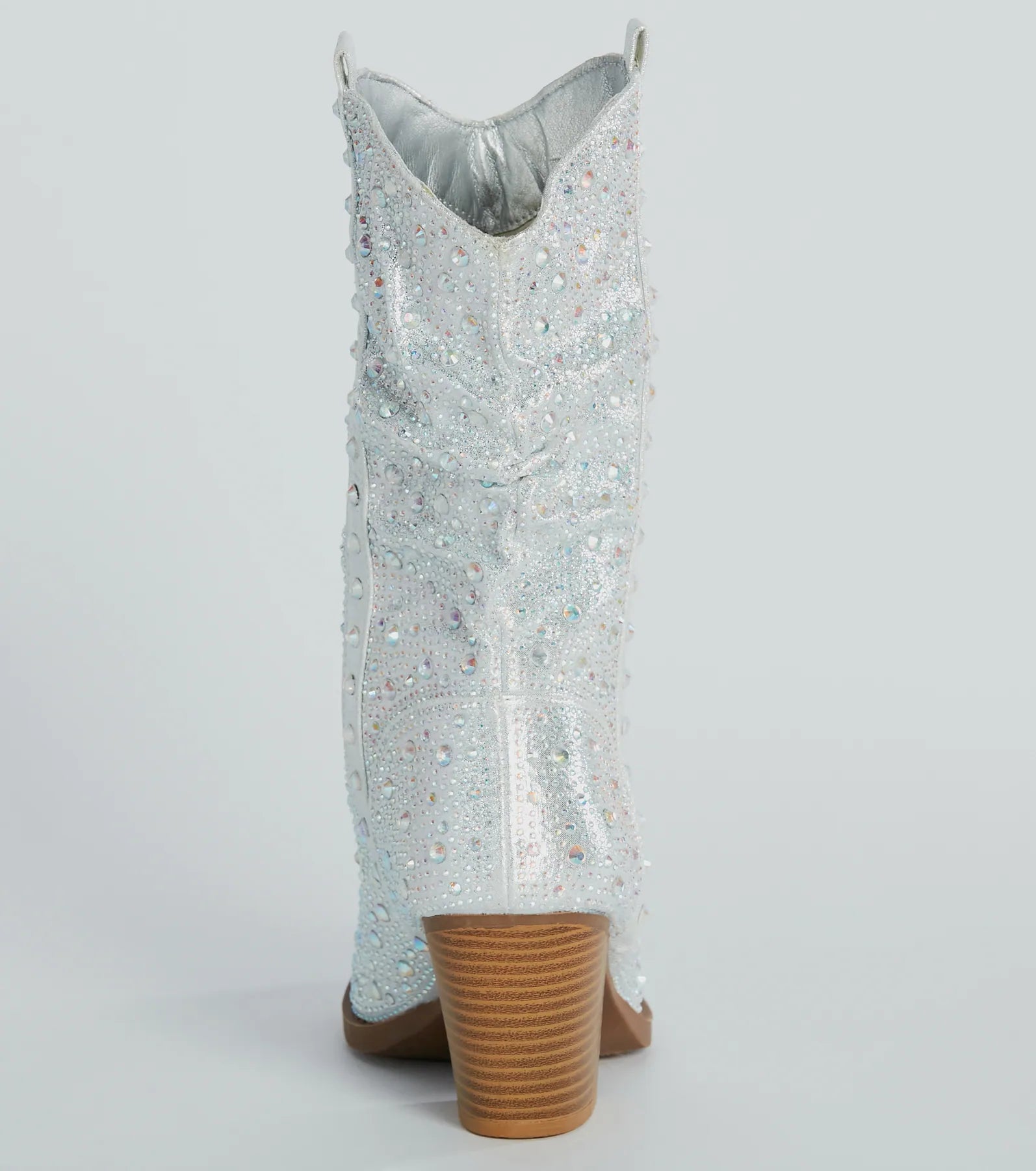 Major Bling Rhinestone Faux Leather Cowboy Boots - Image 4