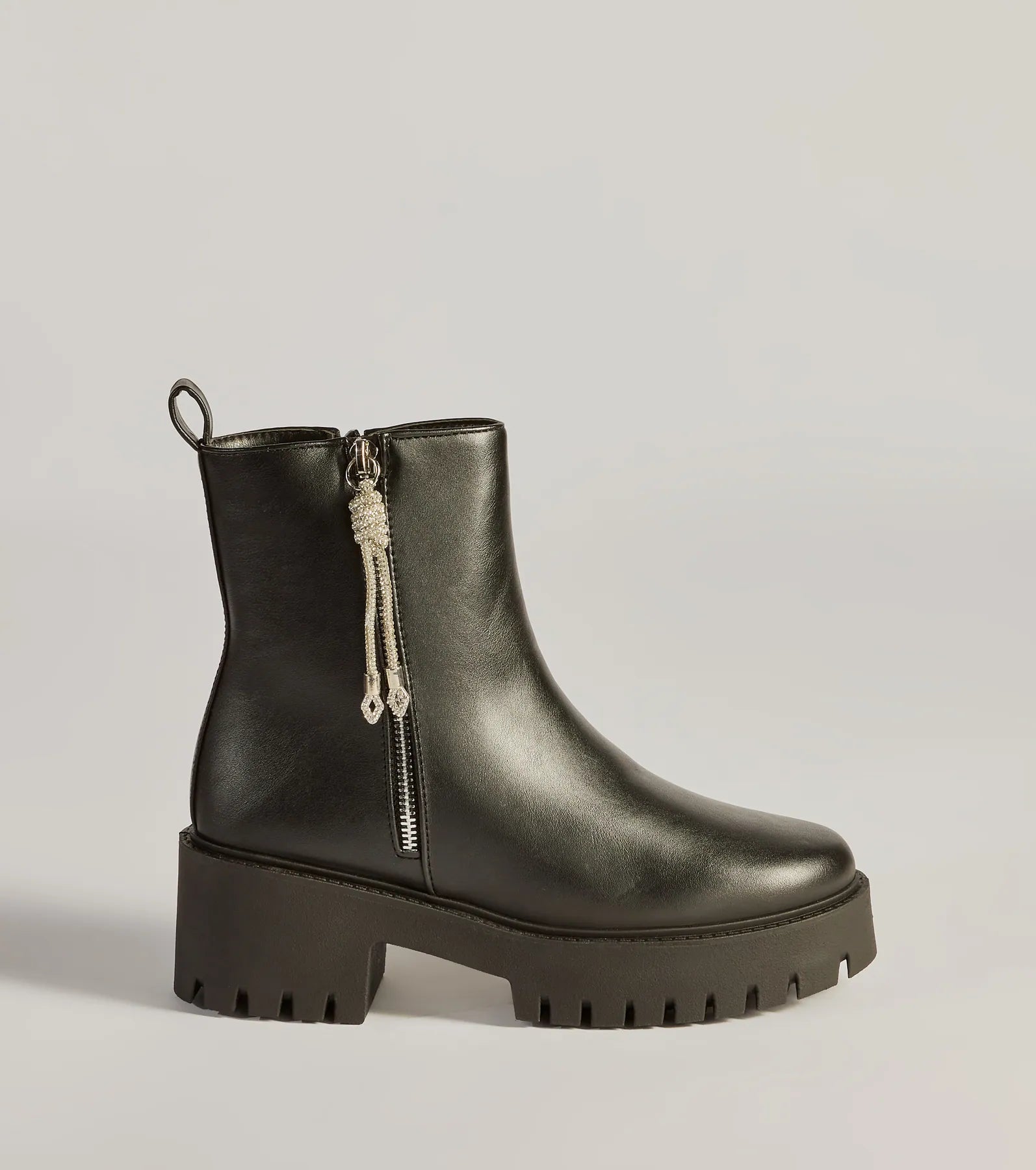 Grit And Glam Faux Leather Combat Lug Booties - Image 2