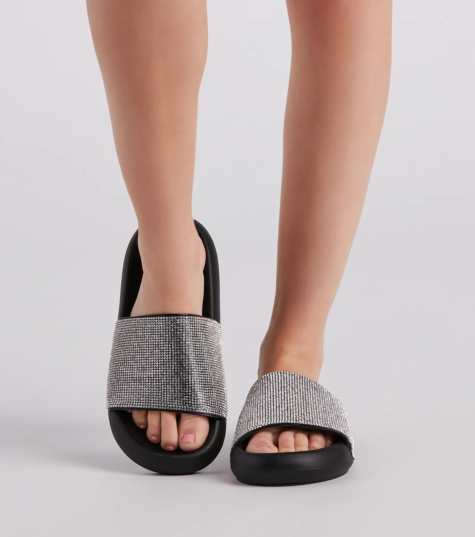 Luxe Lounge Rhinestone Strap Slides - Image 2