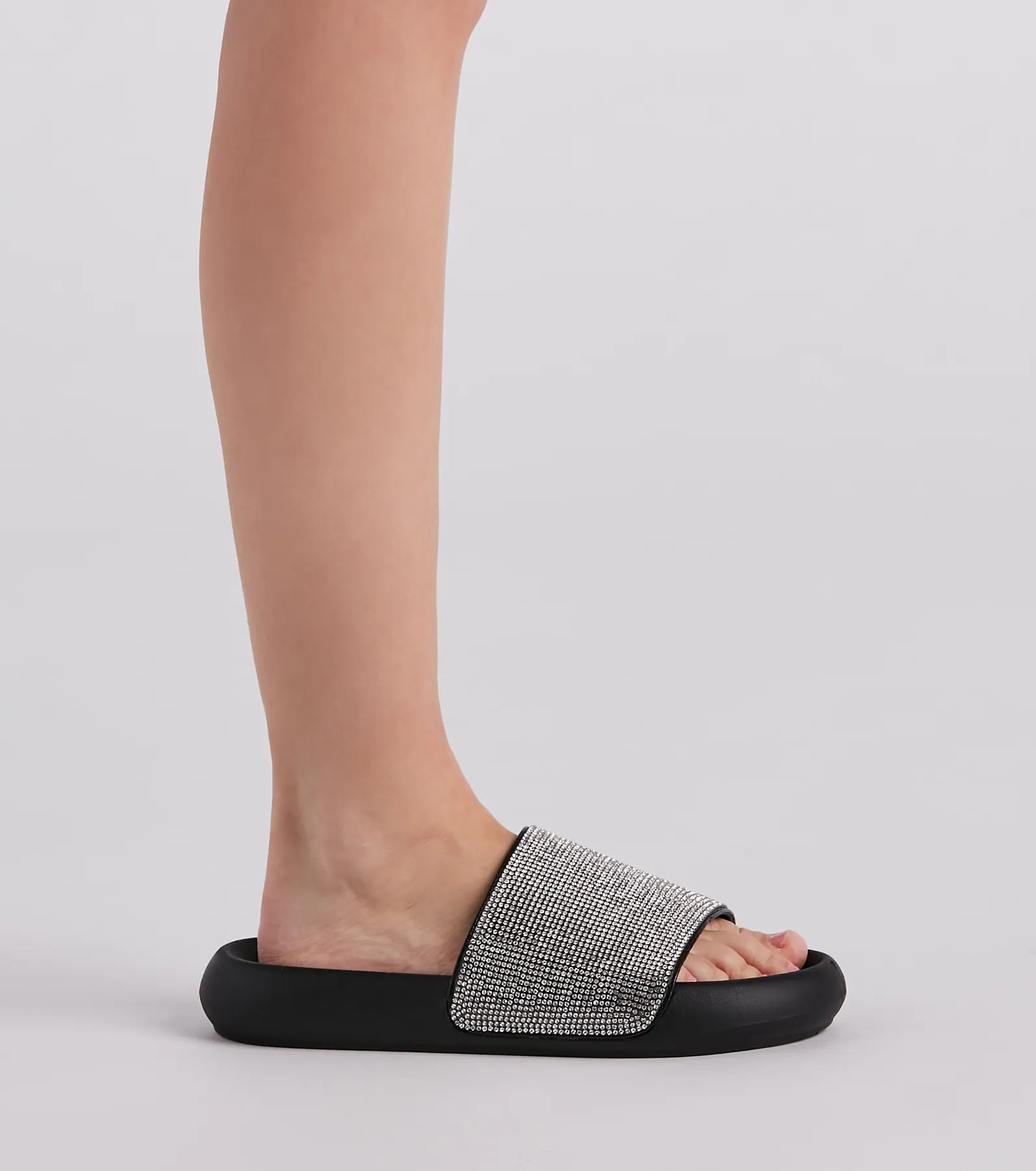 Luxe Lounge Rhinestone Strap Slides - Image 3