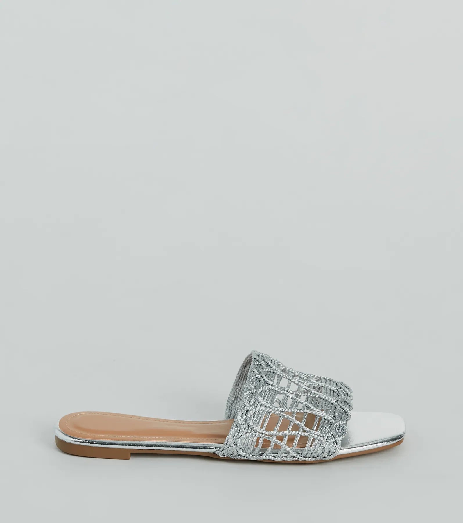 Glam Sheen Metallic Woven Faux Leather Sandals - Image 2