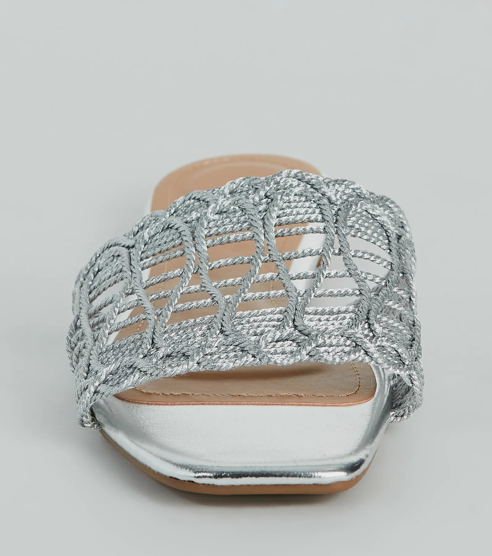 Glam Sheen Metallic Woven Faux Leather Sandals - Image 3