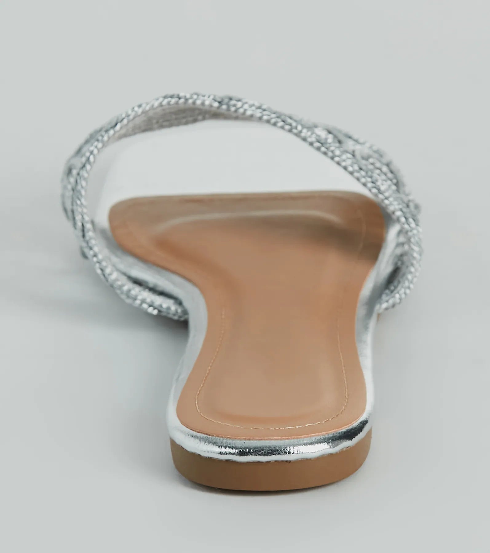 Glam Sheen Metallic Woven Faux Leather Sandals - Image 4