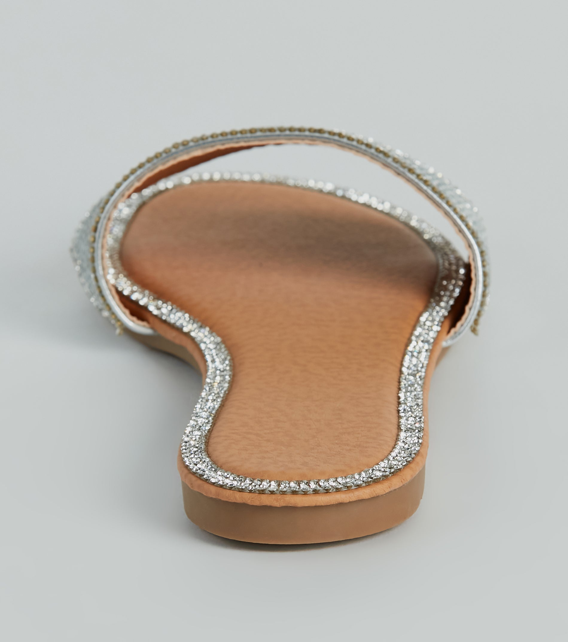 Casual Glitz Rhinestone Strap Faux Leather Sandals - Image 12