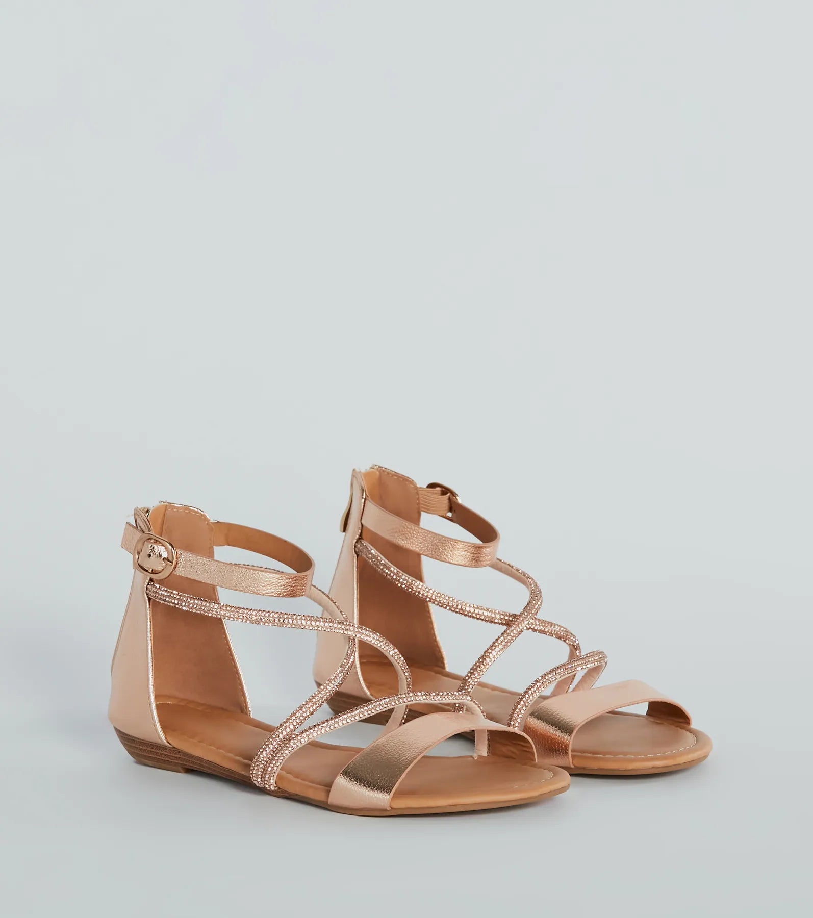 Shine Shocker Rhinestone Strappy Flat Sandals - Image 5