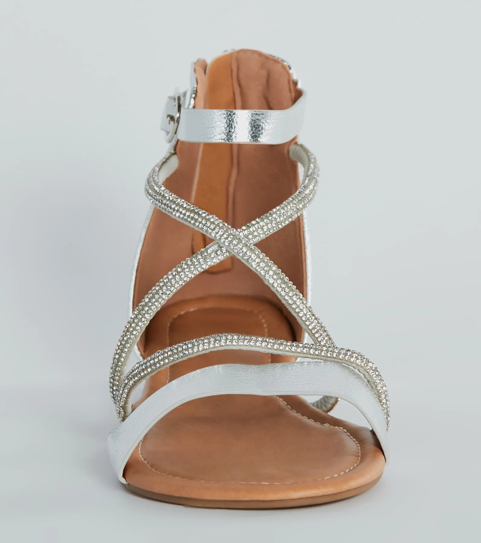 Shine Shocker Rhinestone Strappy Flat Sandals - Image 3