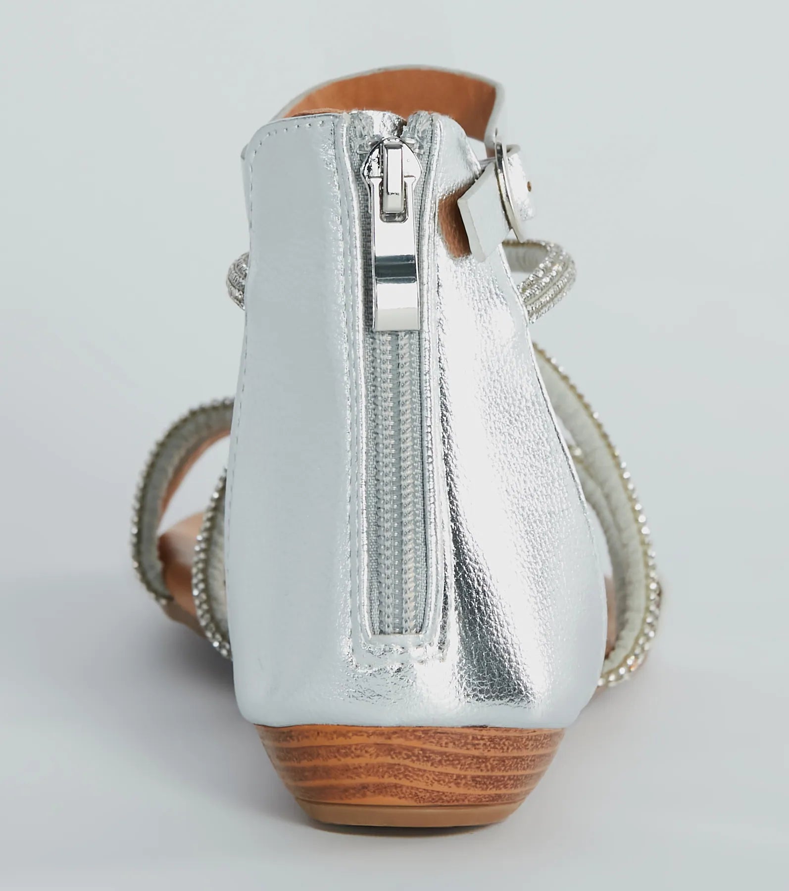 Shine Shocker Rhinestone Strappy Flat Sandals - Image 4