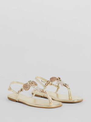 Sea Me Now Rhinestone Starfish Flat Sandals