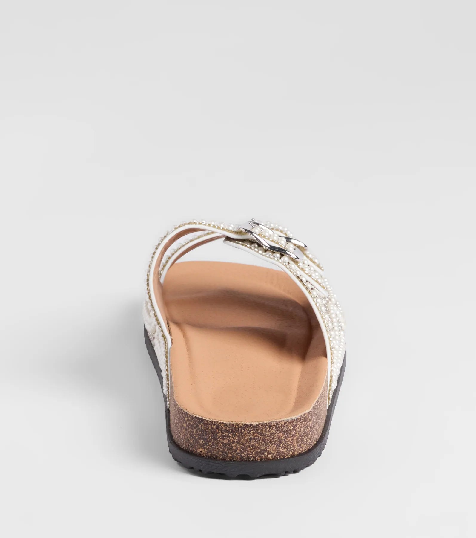 Pretty Glam Rhinestone Pearl Buckle Slide Sandals - Image 4