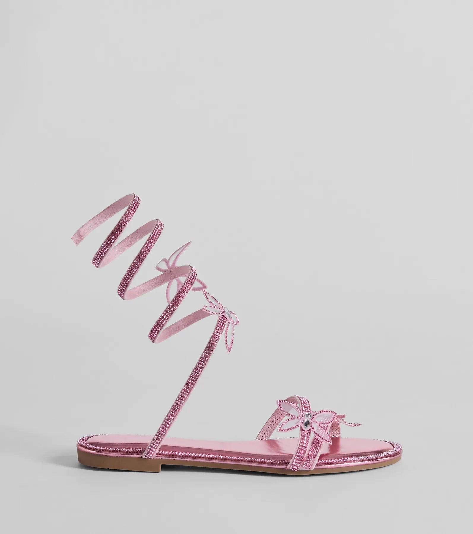 Perfectly Glam Rhinestone Butterfly Spiral Strap Sandals - Image 6