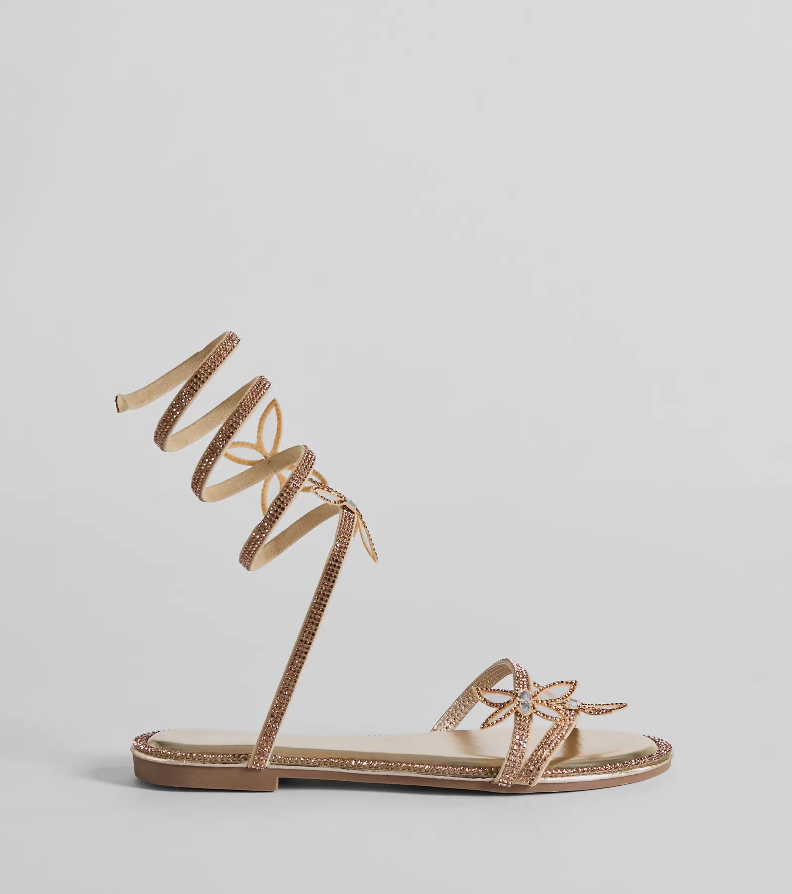 Perfectly Glam Rhinestone Butterfly Spiral Strap Sandals - Image 10