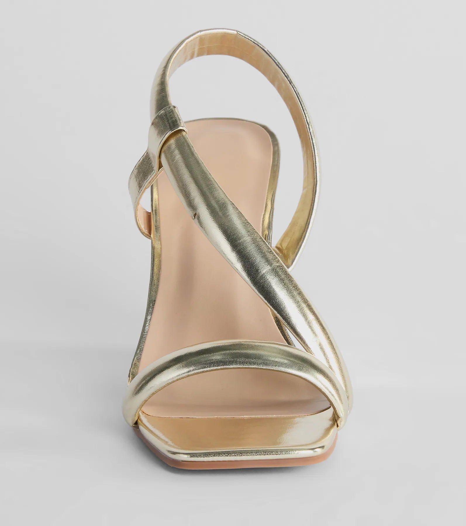 Glam Accent Strappy Metallic Faux Leather Wedges - Image 7