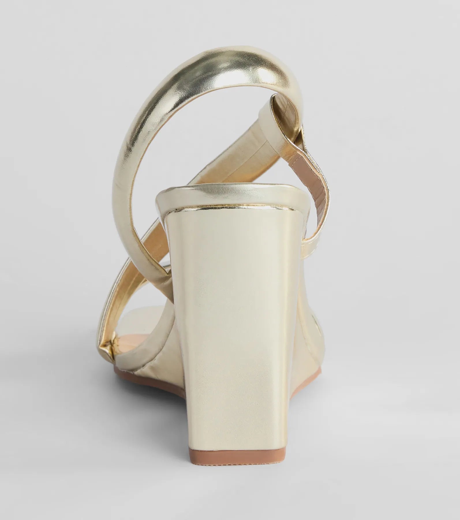 Glam Accent Strappy Metallic Faux Leather Wedges - Image 8