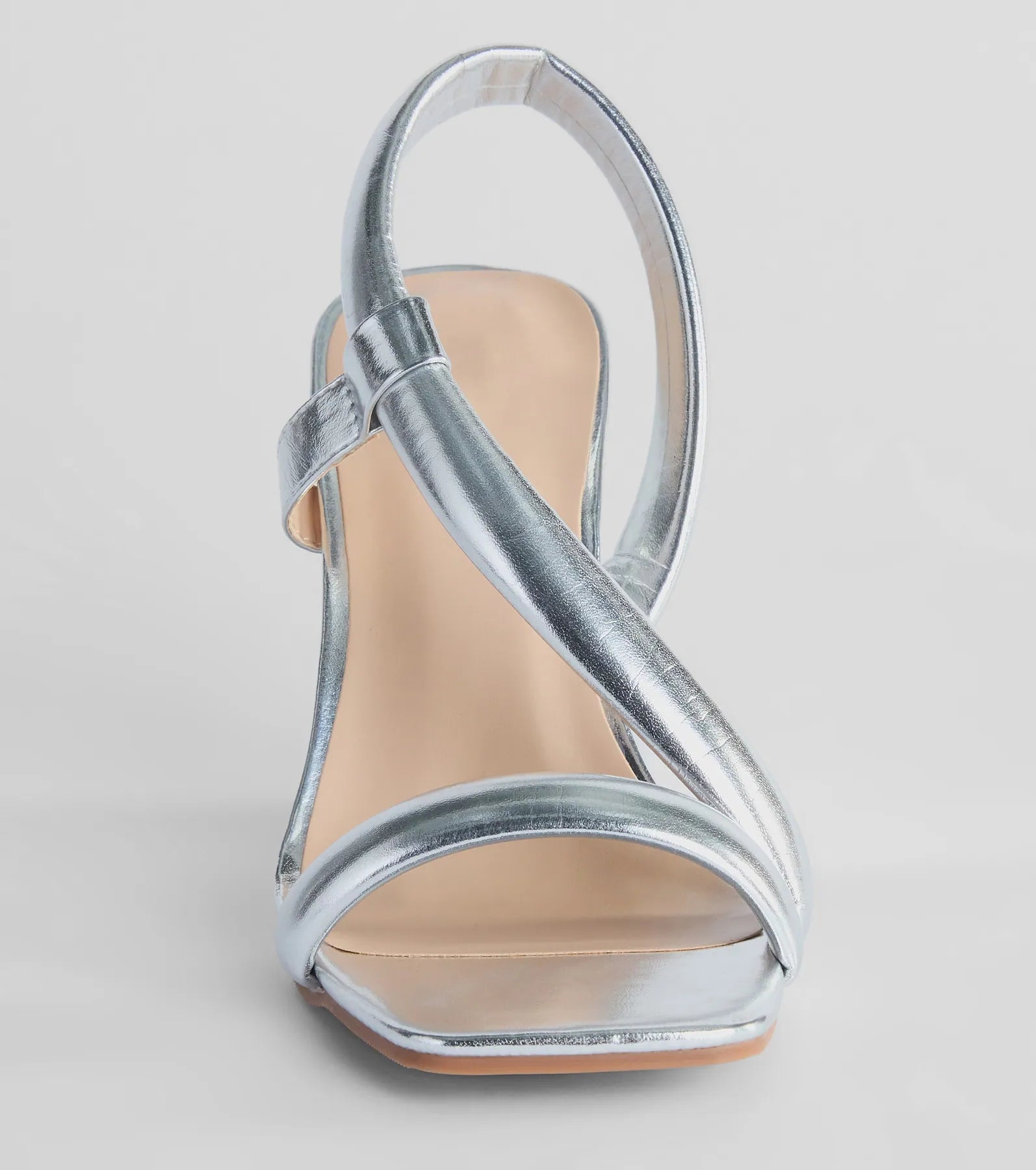 Glam Accent Strappy Metallic Faux Leather Wedges - Image 3